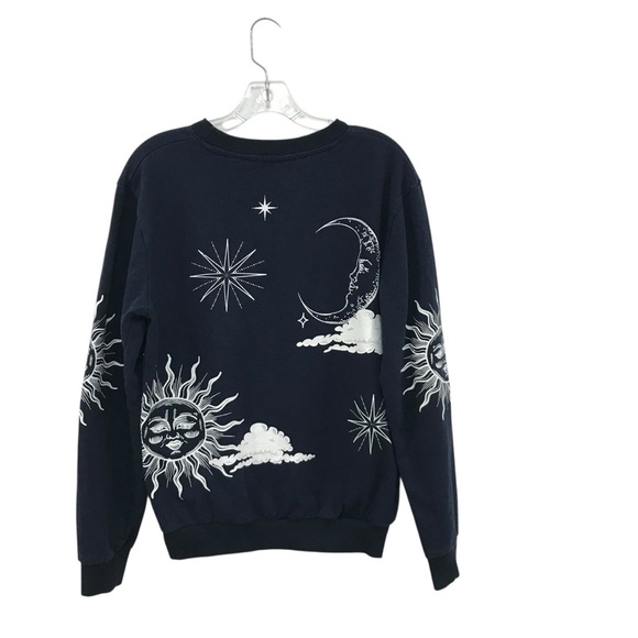 On Fire Dreamer Sweatshirt Navy Size Large Celestial Crewneck Vintage - Picture 5 of 6